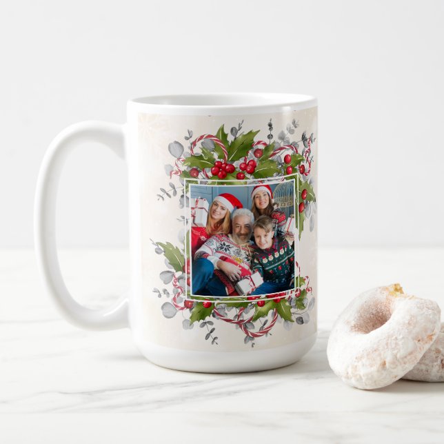 Mug Photo Musique de Noël Holly Branch (Avec donut)