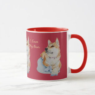 Mug photo originale du beau chien akita