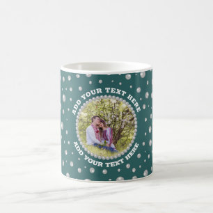 Mug Photo personnalisé avec cercle de perles sur fond 