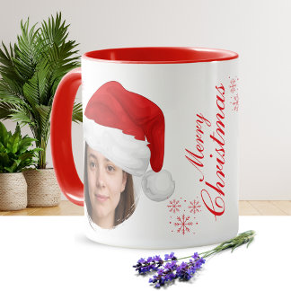 Mug photo personnalisé avec chapeau de Père Noël |