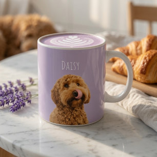 Mug Photo Personnalisé Chien Lavande avec Nom