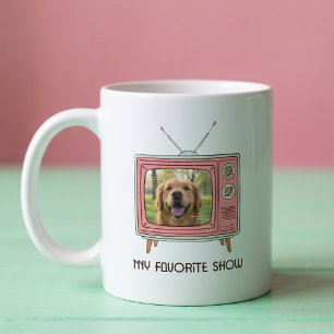 Mug Photo personnalisé de Retriever doré sur TV rétro