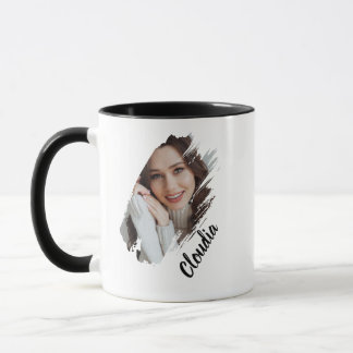 Mug Photo personnalisé & nom avec coup de pinceau mode