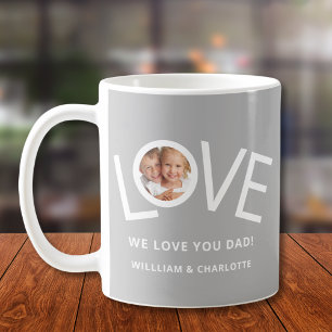 Mug Photo personnalisé Nous t'aimons Papa Gris