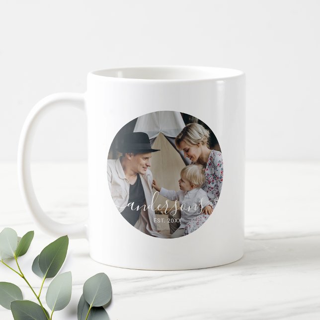 Mug Photo personnalisée avec nom de famille et année d (Créateur téléchargé)
