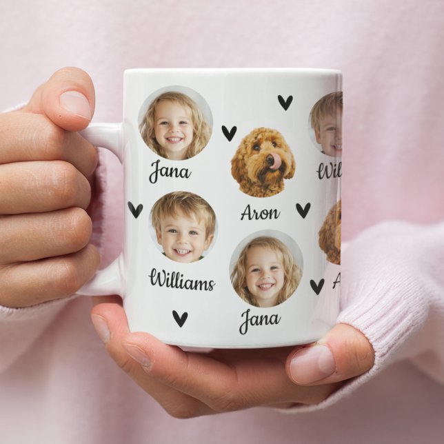 Mug photo personnalisée avec trois visages et des  (Créateur téléchargé)