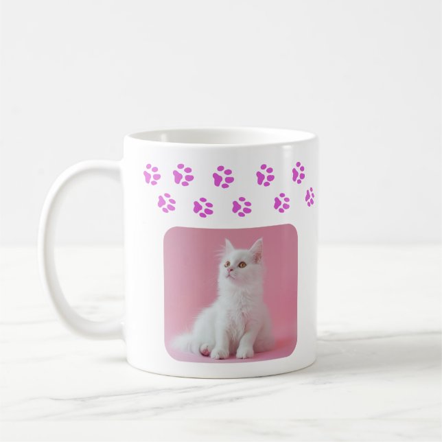 Mug Photo Personnalisée De Chat Et Nom Empreintes de p (Gauche)