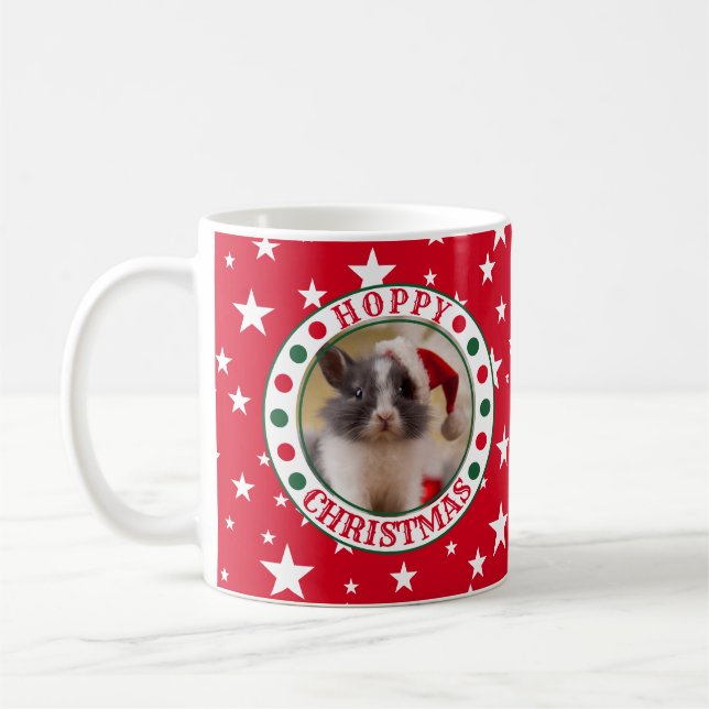 Mug Photo personnalisée de l'amant lapin rouge Noël (Gauche)