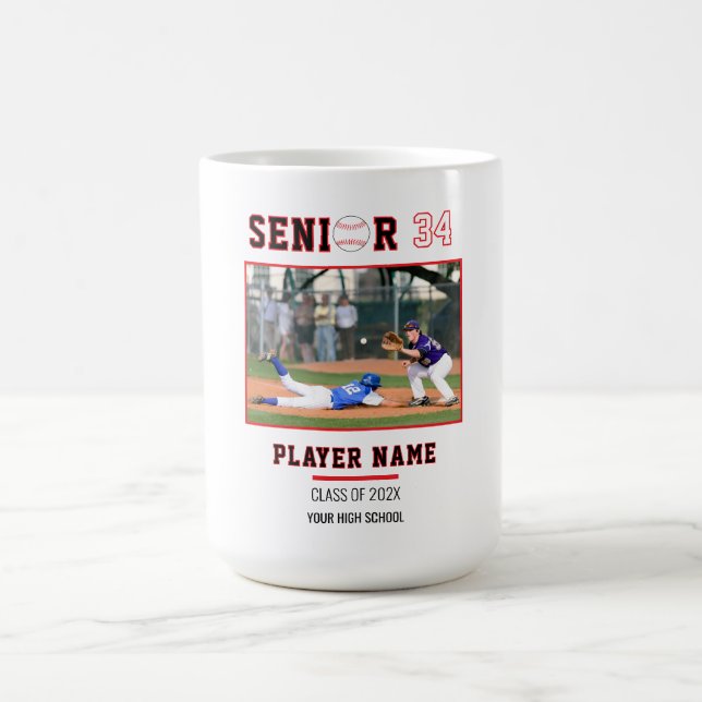 Mug Photo personnalisée de nuit de senior de baseball (Centre)