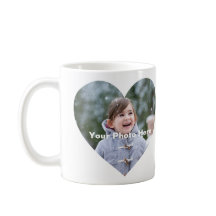 Mug photo personnalisée en forme de coeur