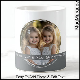 Mug Photo personnalisée et message blanc et gris C19 M