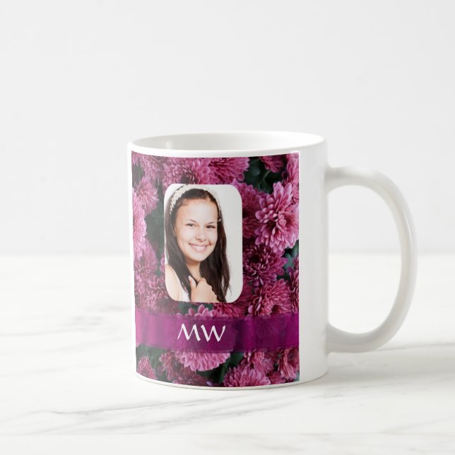 Mug Photo personnalisée florale rose (Droite)