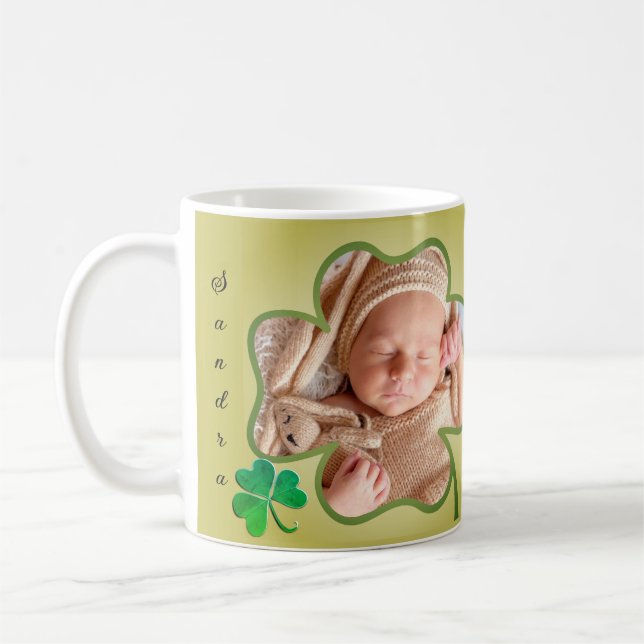 Mug Photo personnalisée Frame Shamrock 4Leaf de St. Pa (Gauche)