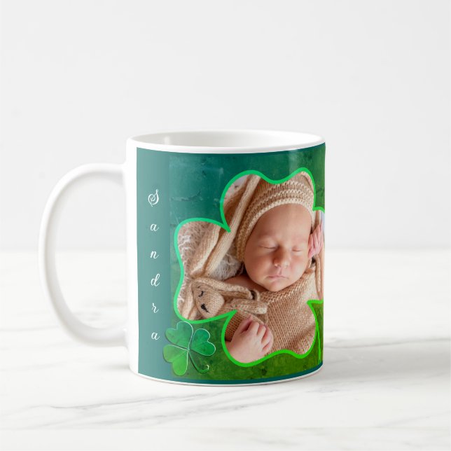 Mug Photo personnalisée Green St. Patrick's 4Leaf Sham (Gauche)