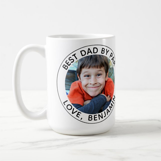 Mug Photo personnalisée Meilleur Papa Par Blanc Noir (Gauche)