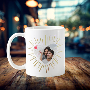 Mug Photo personnalisée moderne Coeur d'or Saint Valen