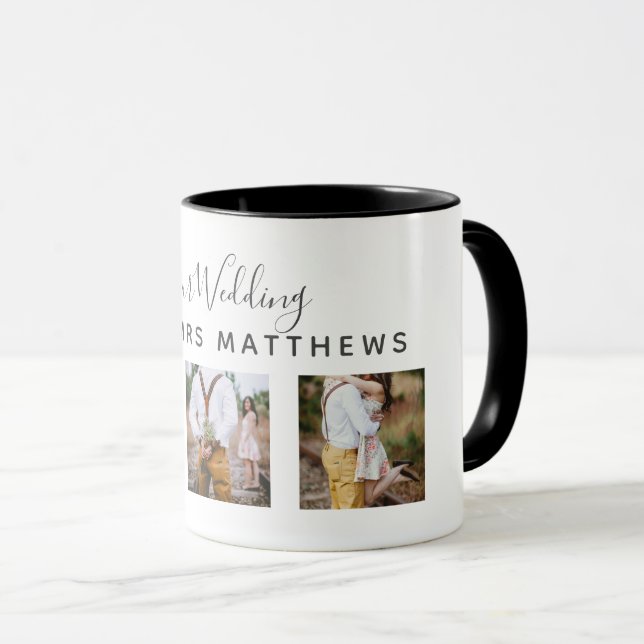 Mug Photo Rustic Collage Monogram NEWLYWEDS WEDDING (Devant droit)