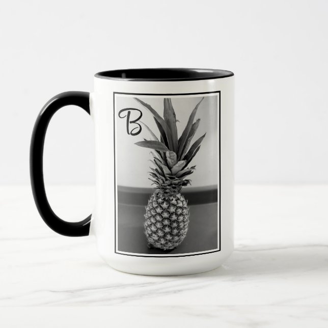 Mug Photo simple d'un ananas avec une initiale unique (Gauche)