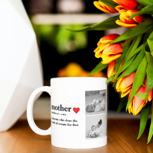 Mug Photo & Texte Moderne Coeur Rouge Mère Cadeau