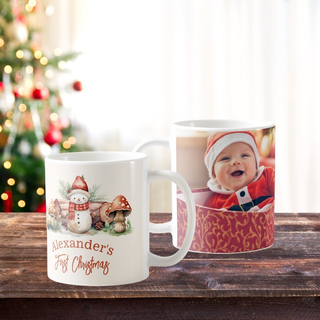 Mug Photo Woodland Animals Baby First Christmas (Créateur téléchargé)