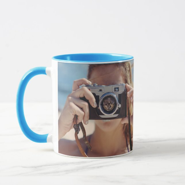 Mug Photographe bleu sur mesure (Gauche)