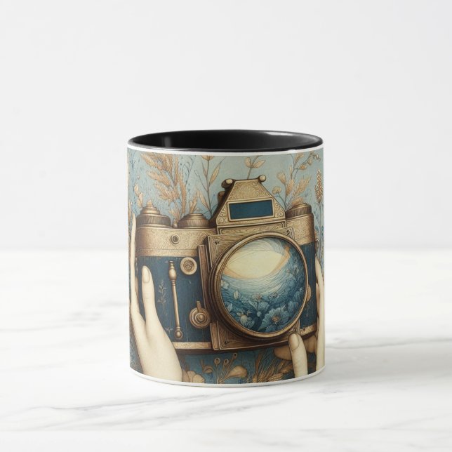 Mug photographie caméra moderne logo minime graphique (Centre)