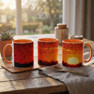 Mug Photographie de la nature : vol d'étourneaux à Qui