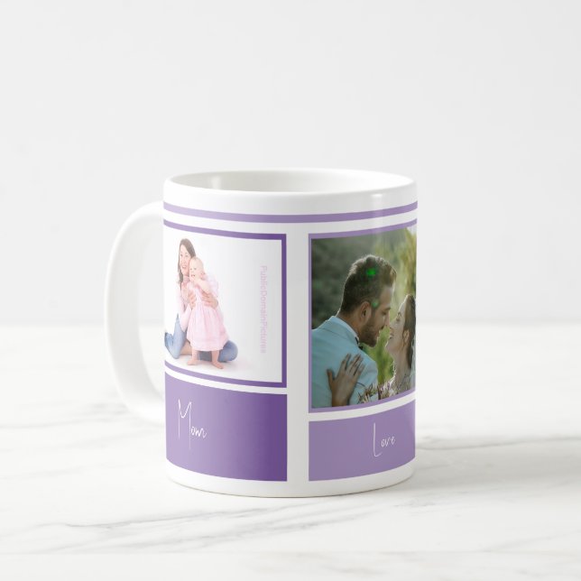 Mug Photos de famille Purple Lavender Photo (Devant gauche)