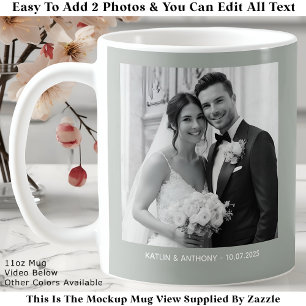 Mug Photos Noir & Blanc Classiques Vert Sauge Gris