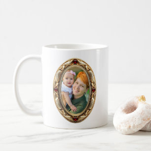 Mug Photos ovales encadrées de faux rubis et d'or