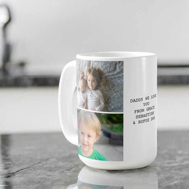 Mug Photos personnalisées et texte (Personalized Photos and Text coffee Mug from Ricaso. Add 4 photographs and your own text message)