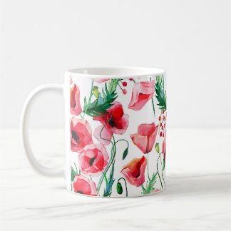 Mug Photos rouges : aquarelle illustration florale