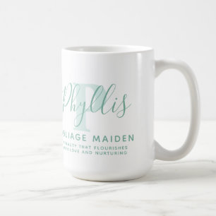 Mug Phyllis nom signification et P monogramme texte ve