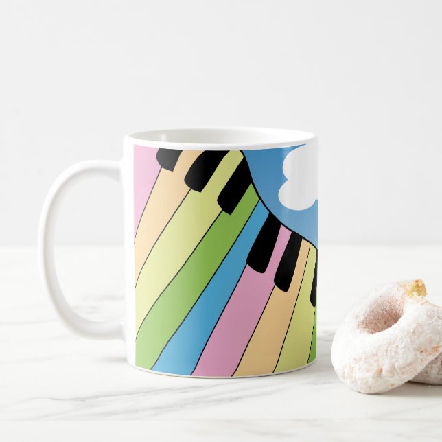 Mug Piano Clavier Musique Ciel Nuages Joli (Avec donut)