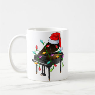 Mug Piano Music Lover Xmas Santa Hat Piano Christmas