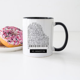 Mug Piano Word Cloud cadeau pour professeur de piano