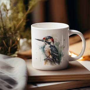 Mug Pic-vert de la forêt à l'aquarelle