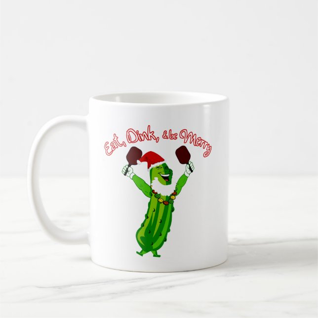 Mug Pickle Ball Cadeau de Noël Pickleball Santa Hat (Gauche)
