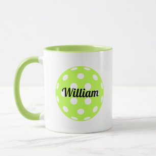 Mug Pickleball Ball Nom personnalisé Vert