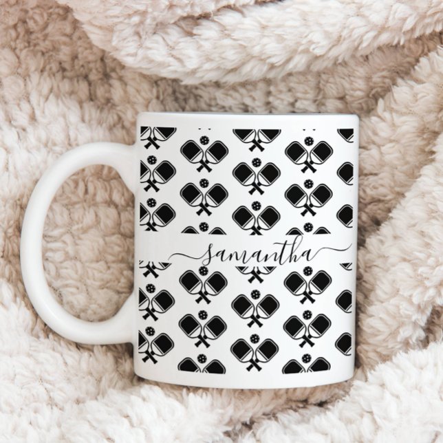 Mug Pickleball Black & White Motif (Créateur téléchargé)