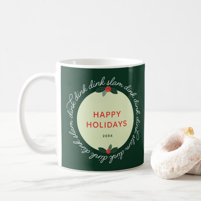 Mug Pickleball Joyeuses vacances sur mesure Année Wrea (Avec donut)