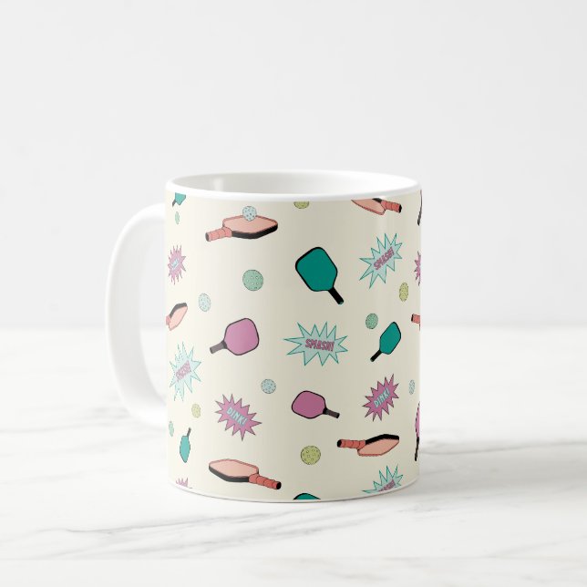 Mug Pickleball ! Motif coloré (Devant gauche)