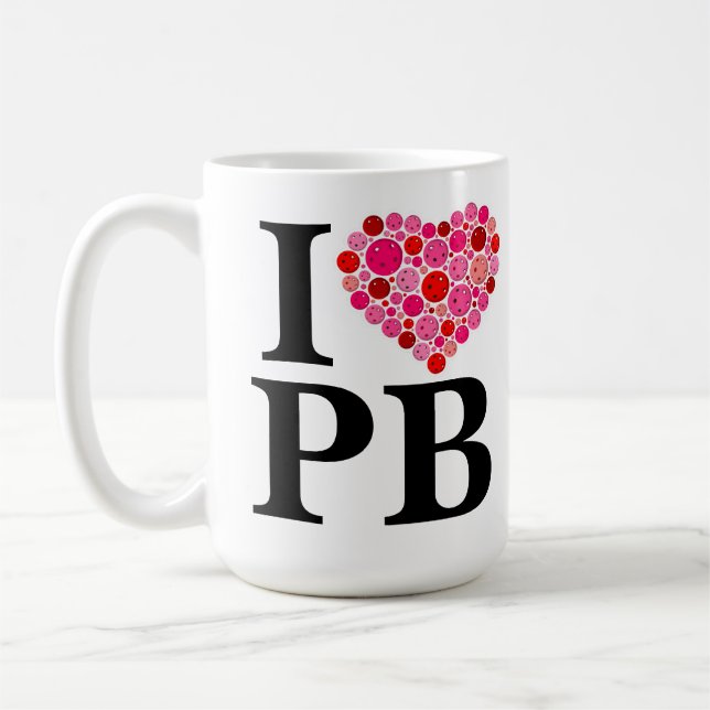 Mug Pickleball plein coeur rose et rouge I coeur PB (Gauche)