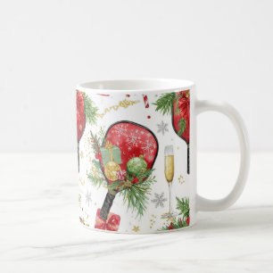 Mug Pickleball thème Noël avec raquette