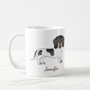 Mug Piebald Noir Et Tan Cheveux Courte Dachshund & Nom