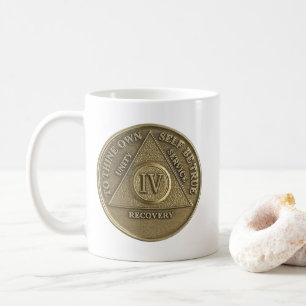 Mug Pièce commémorative 4 ans de sobriété Joyeux anniv