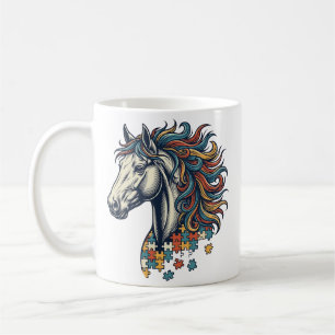 Mug Pièce de puzzle de cheval coloré T-Shirt gravure v
