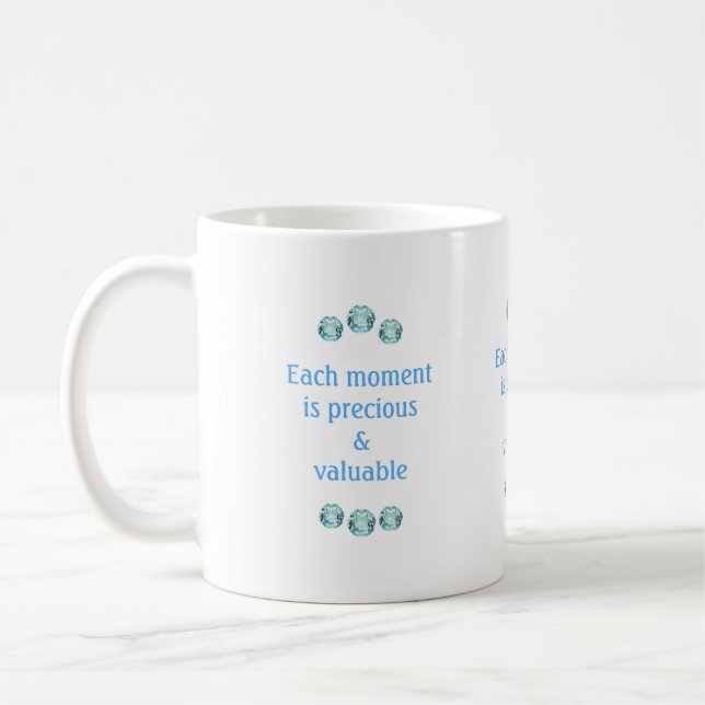 Mug Pierres précieuses bleu clair sur fond blanc (Gauche)