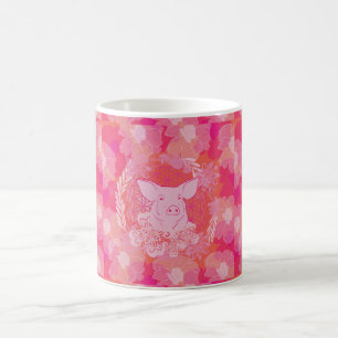 Mug pig,flower of life, blue, mandala,zen,chakra,patt