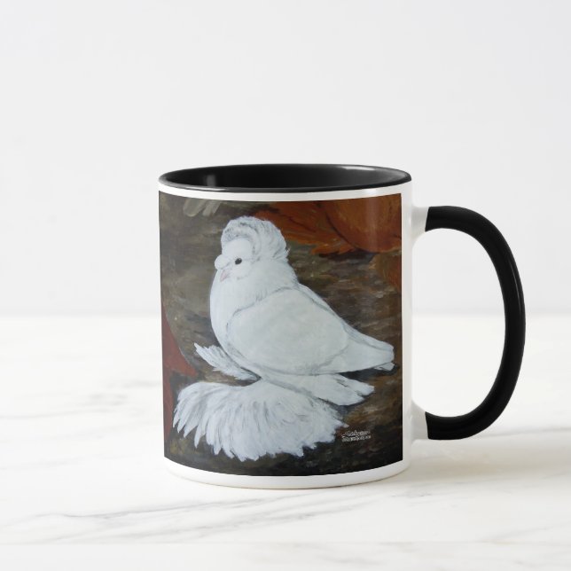 Mug Pigeon trompette anglais blanc (Droite)